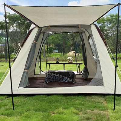Automatic camping tent with awning