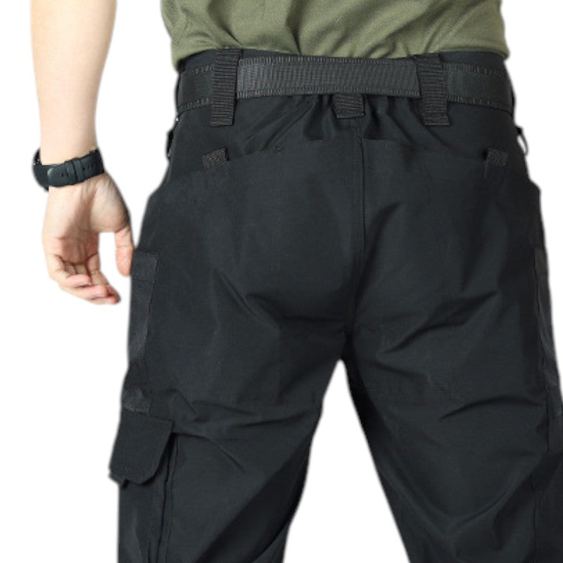Black combat trousers multi pocket