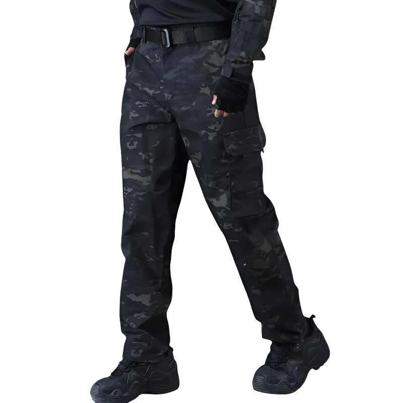 Black heavy duty combat trousers