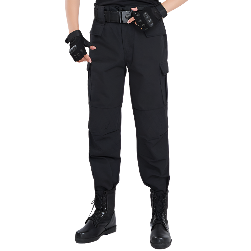 Black military combat trousers