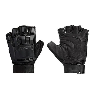 Black Tactical Fingerless Gloves
