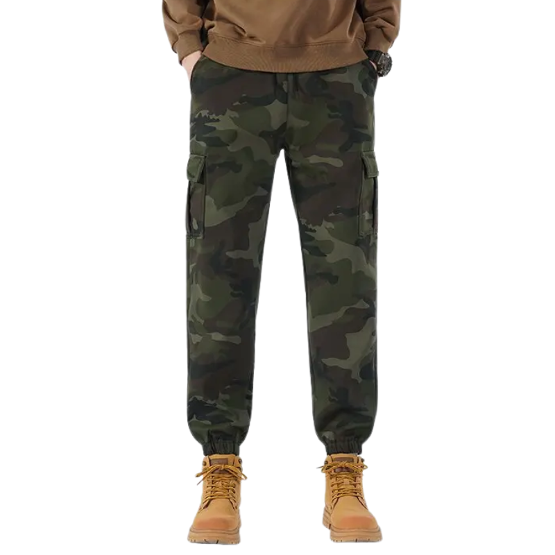 Camo cargo pants with drawstring
