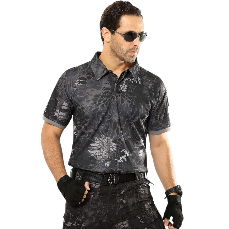 Camo polo shirt with velcro patch