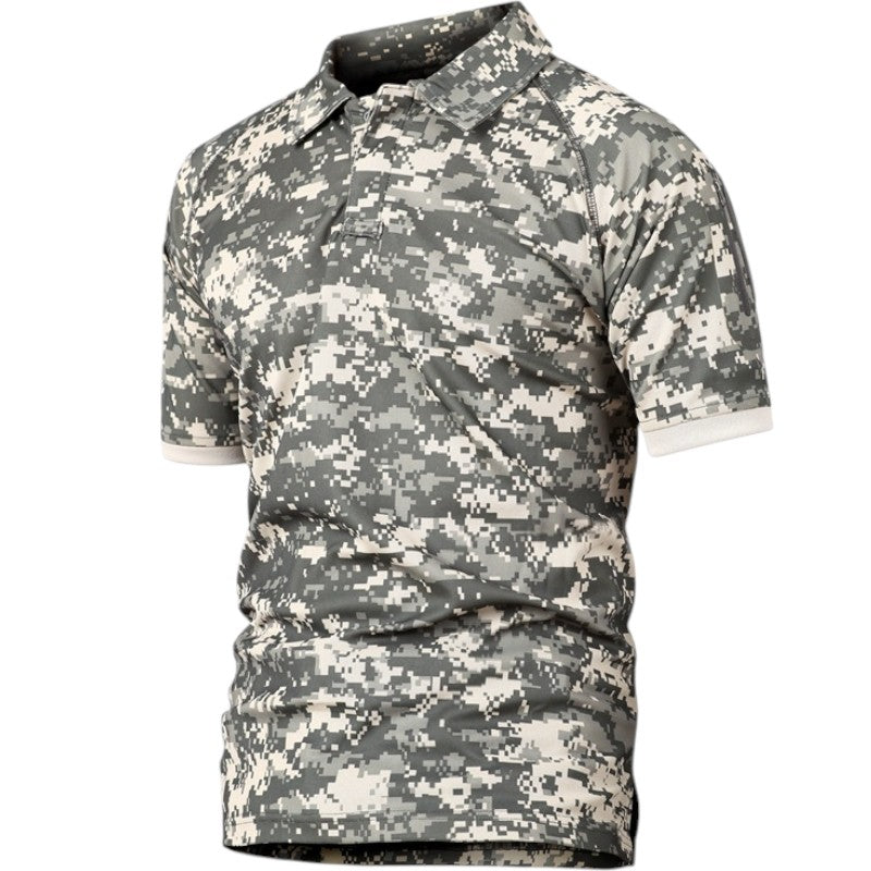 Camo polo shirt with velcro patch