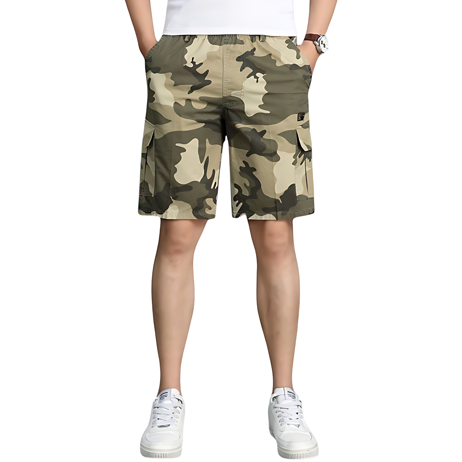 Camouflage cargo shorts for men