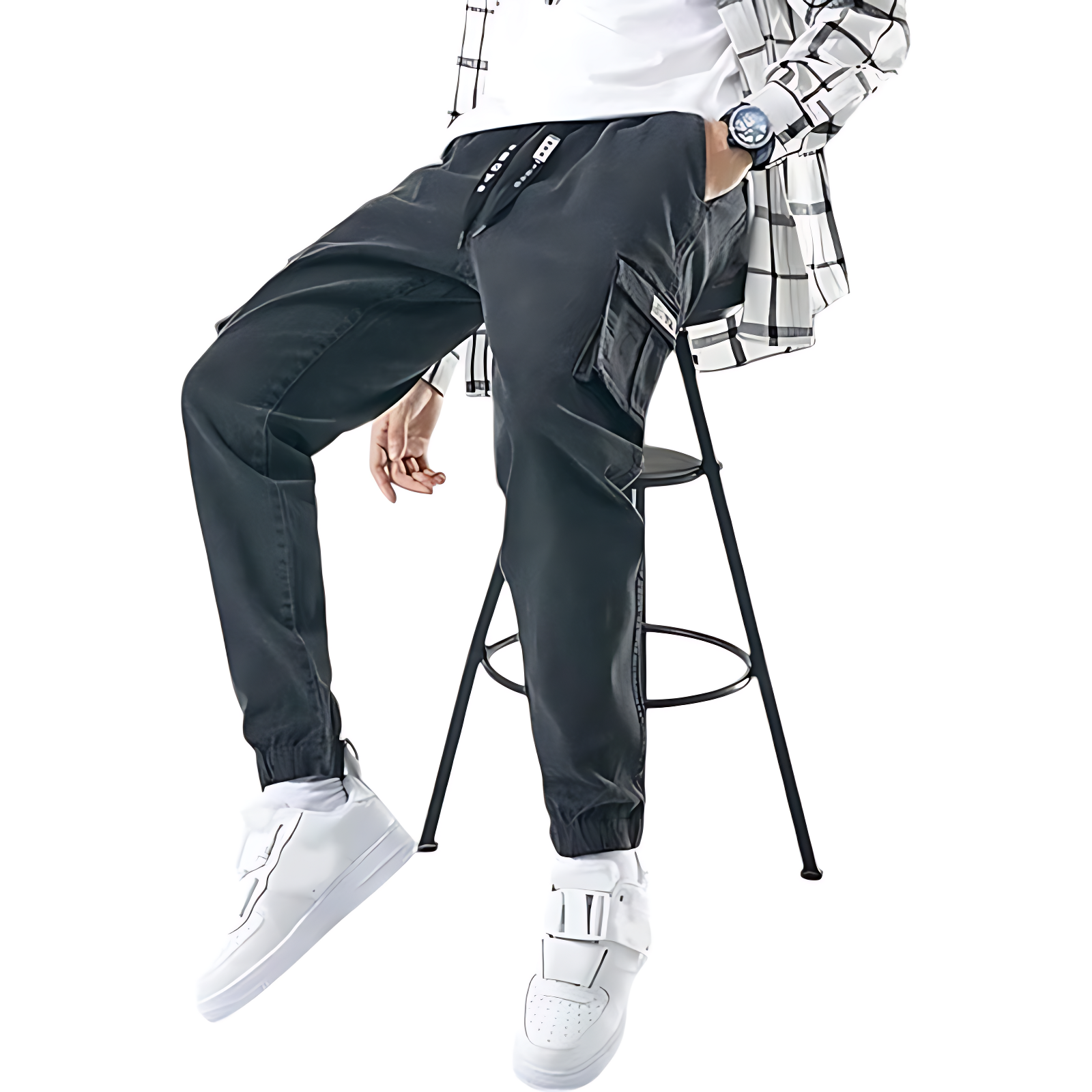 Denim combat trousers