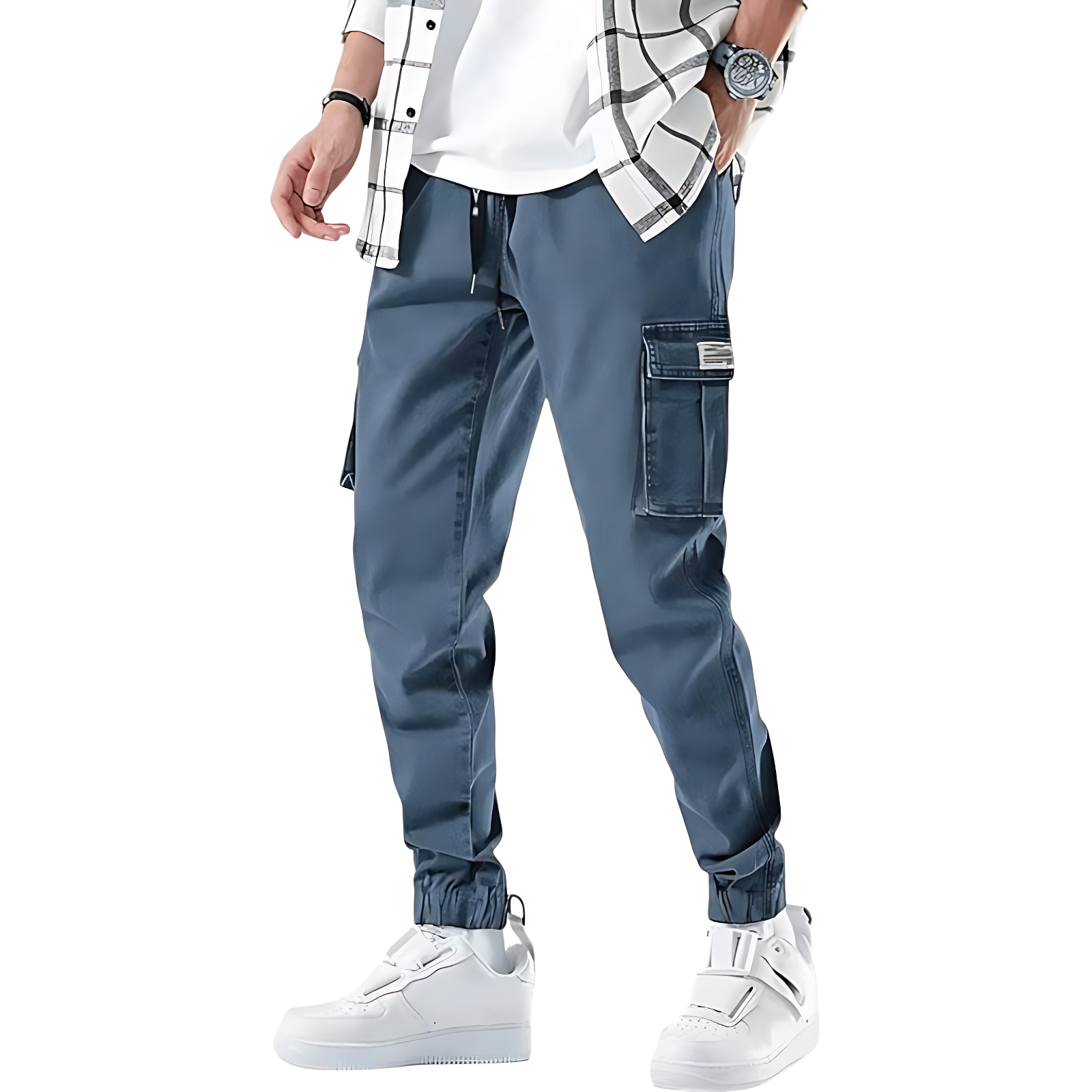 Denim combat trousers