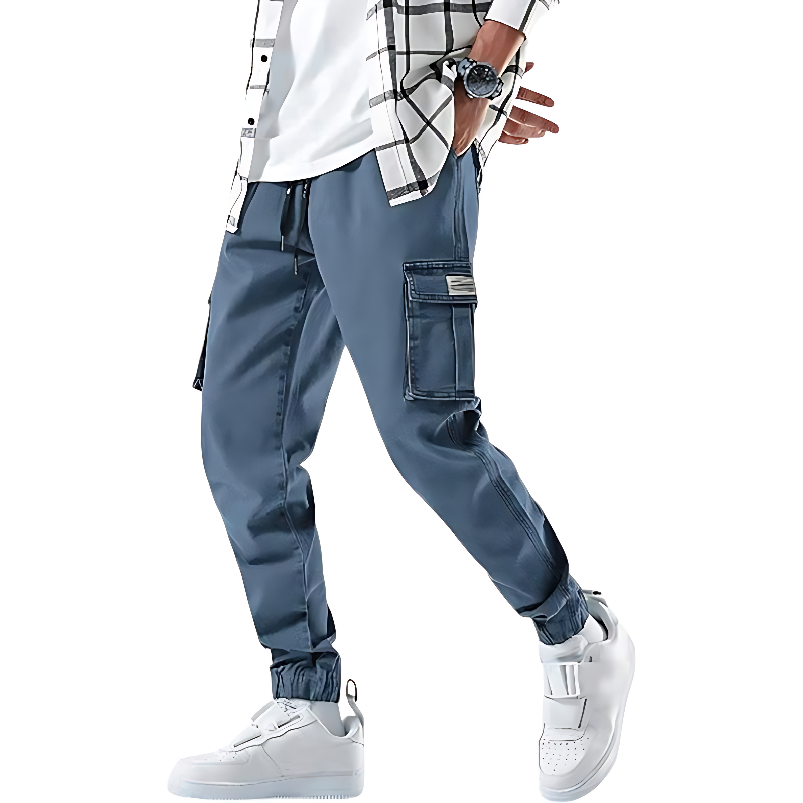 Denim combat trousers