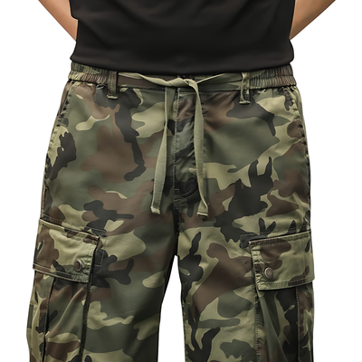 Drawstring Camo Cargo Shorts