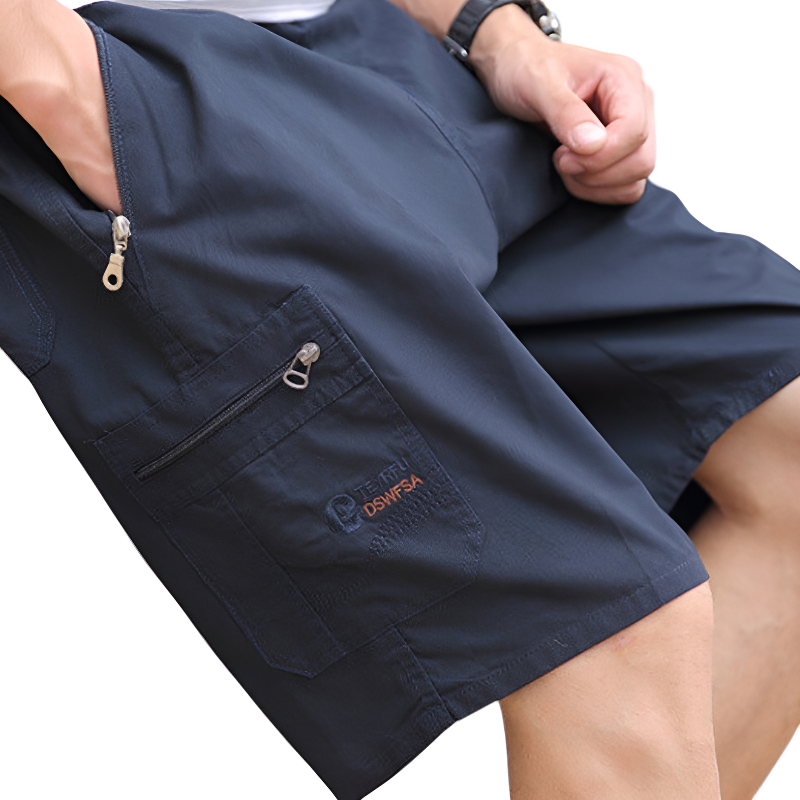 Drawstring tactical zipper cargo shorts