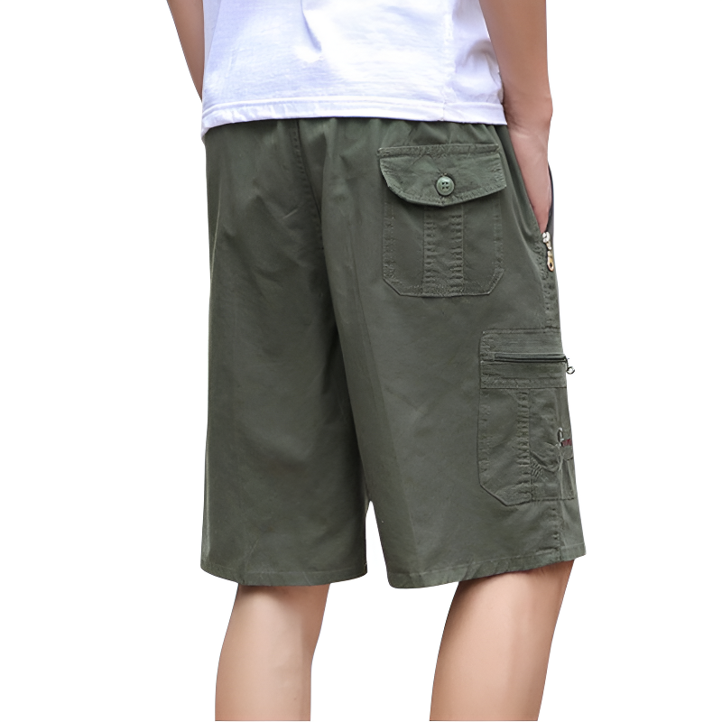 Drawstring tactical zipper cargo shorts