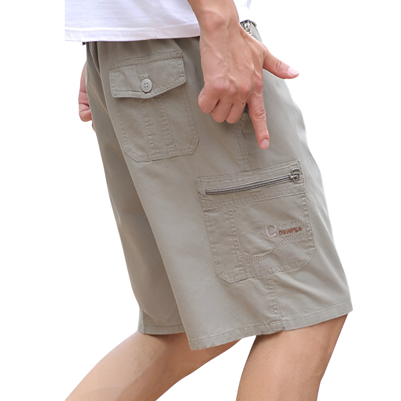 Drawstring tactical zipper cargo shorts