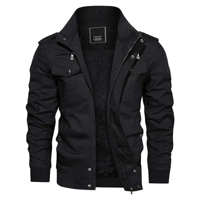 Fleece military navy jacket