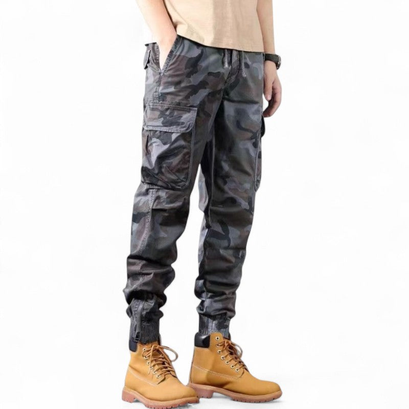Grey camouflage trousers