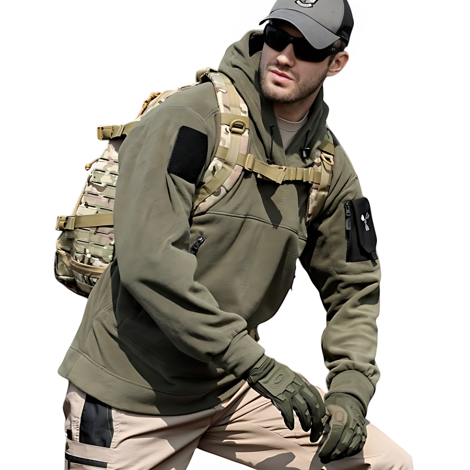 Hoodie army winter fleece jumper