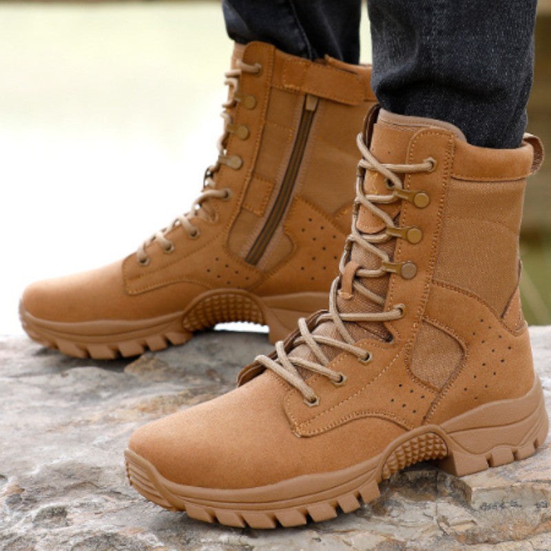 Lace-Up Zip Tactical Tan Desert Boots