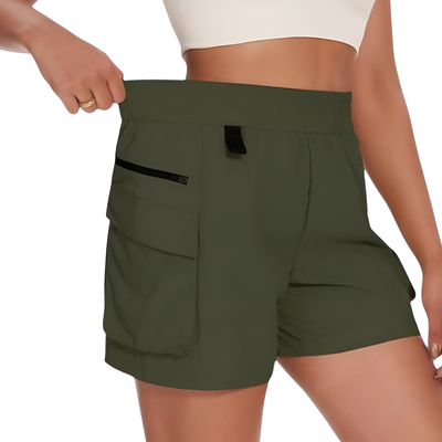 Ladies cargo shorts with elastic waist