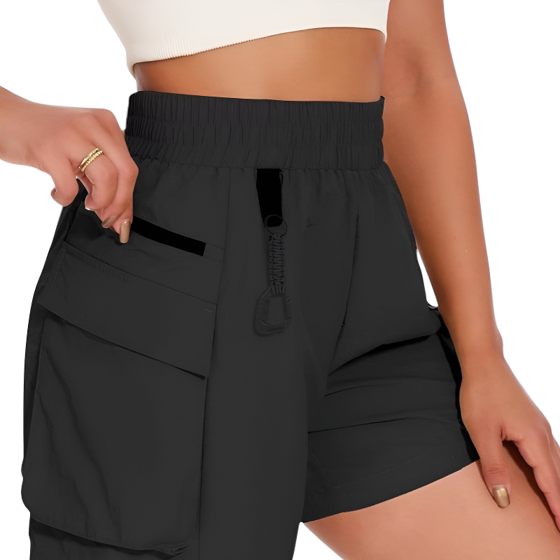 Ladies cargo shorts with elastic waist