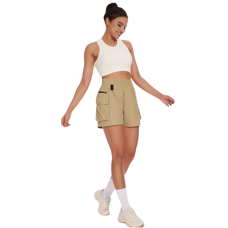 Ladies cargo shorts with elastic waist