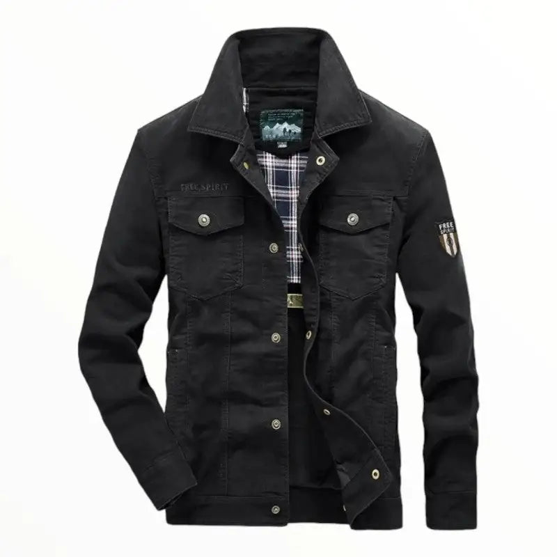 Men denim military jacket