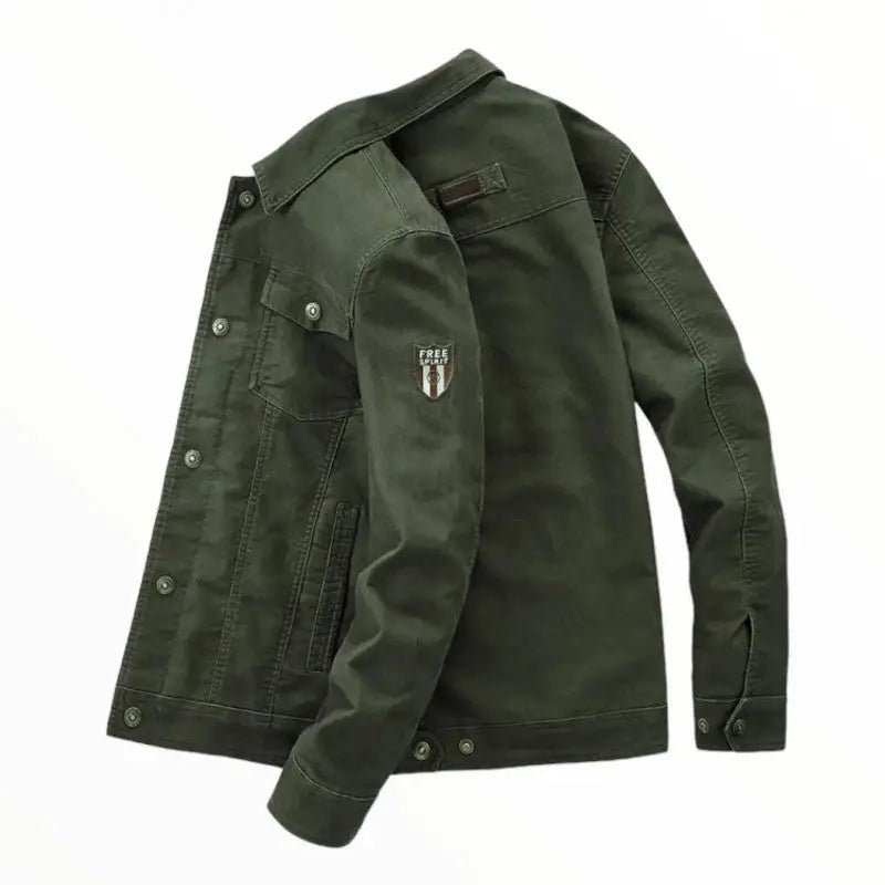 Men denim military jacket