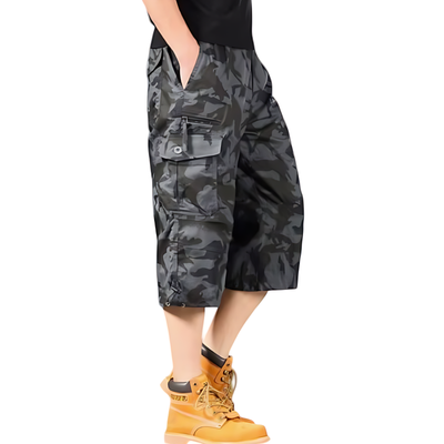 Mens Black Cargo Below The Knee Shorts