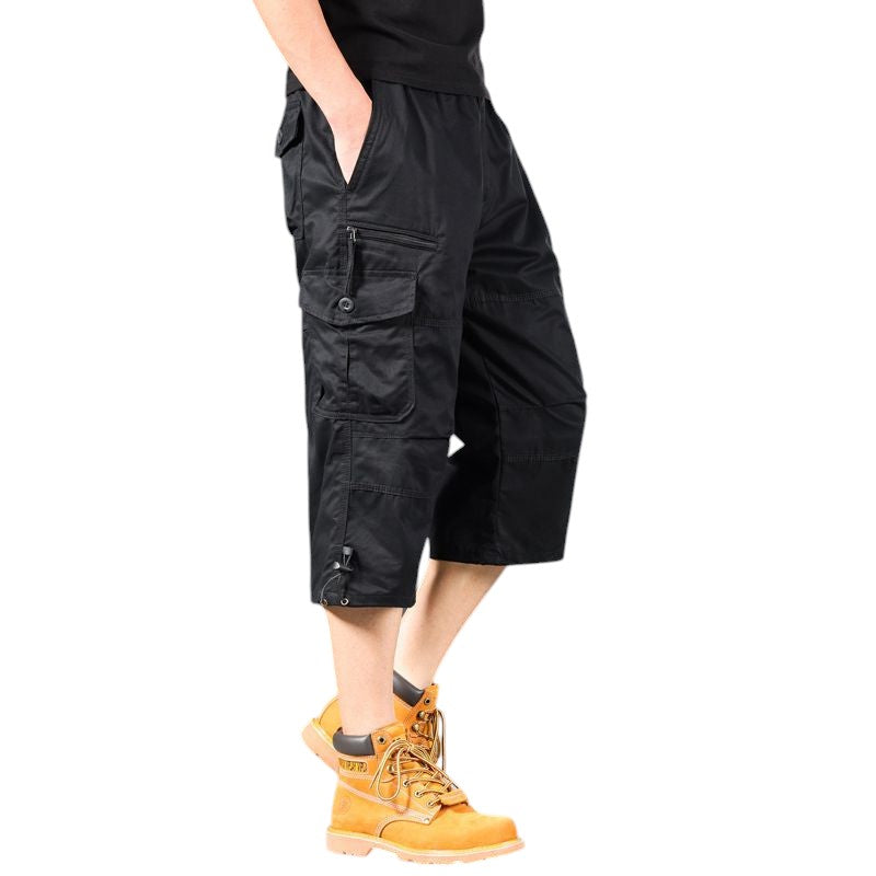 Mens Black Cargo Below The Knee Shorts