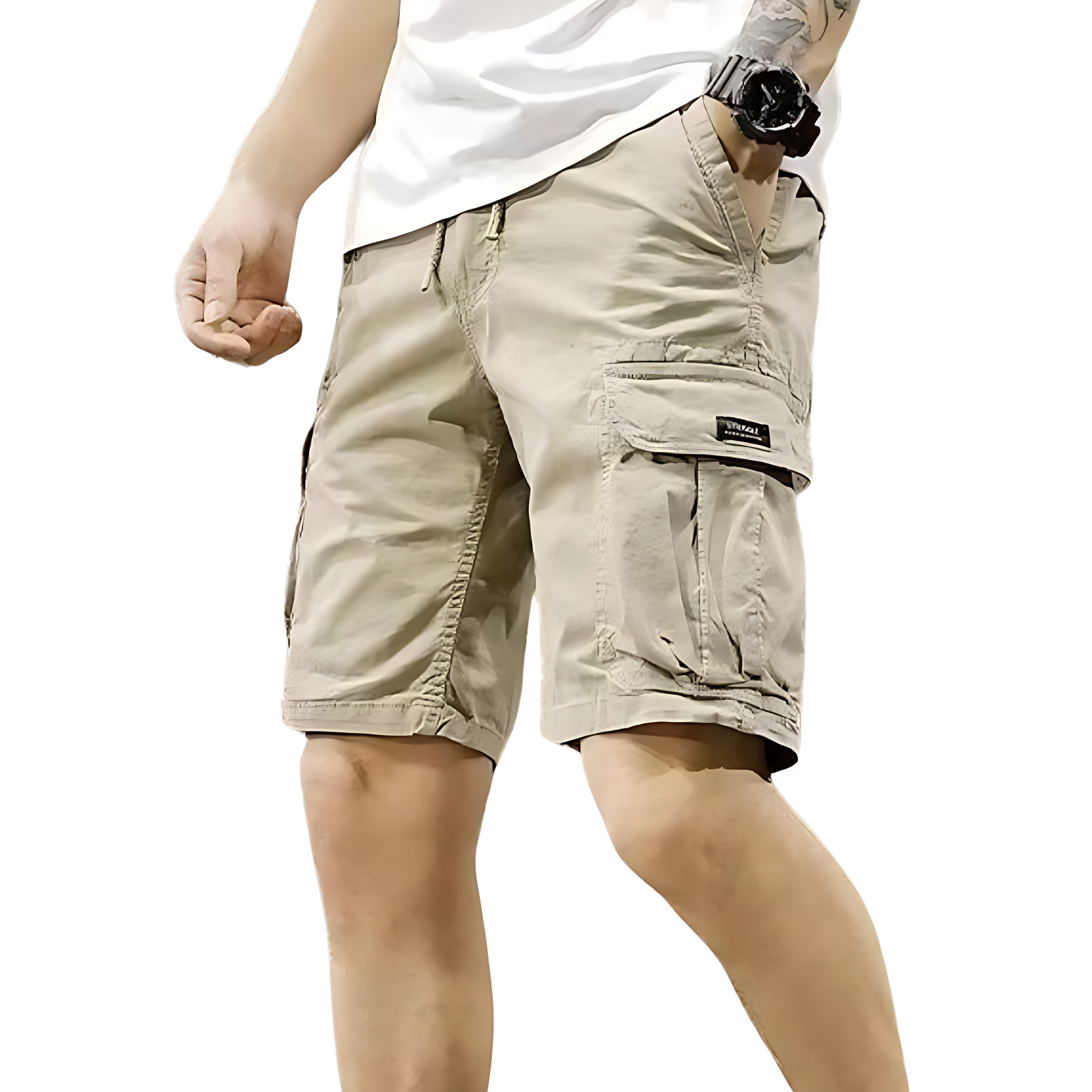 Mens cargo shorts with drawstring waist