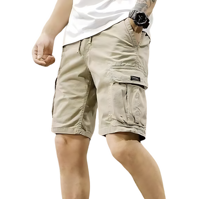 Mens cargo shorts with drawstring waist