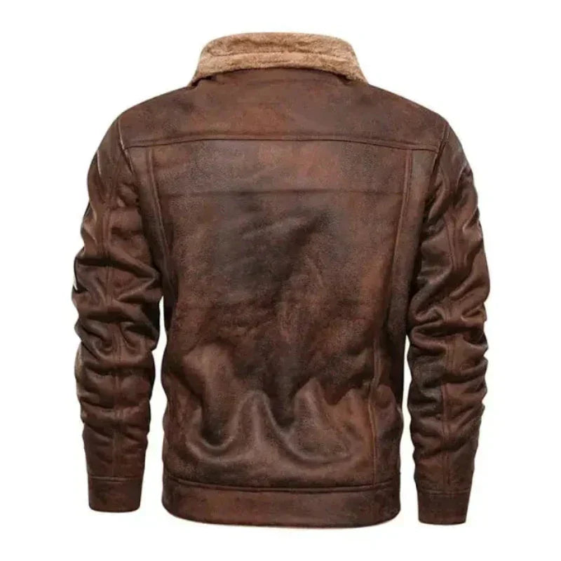Men’s Faux Leather Military Jacket