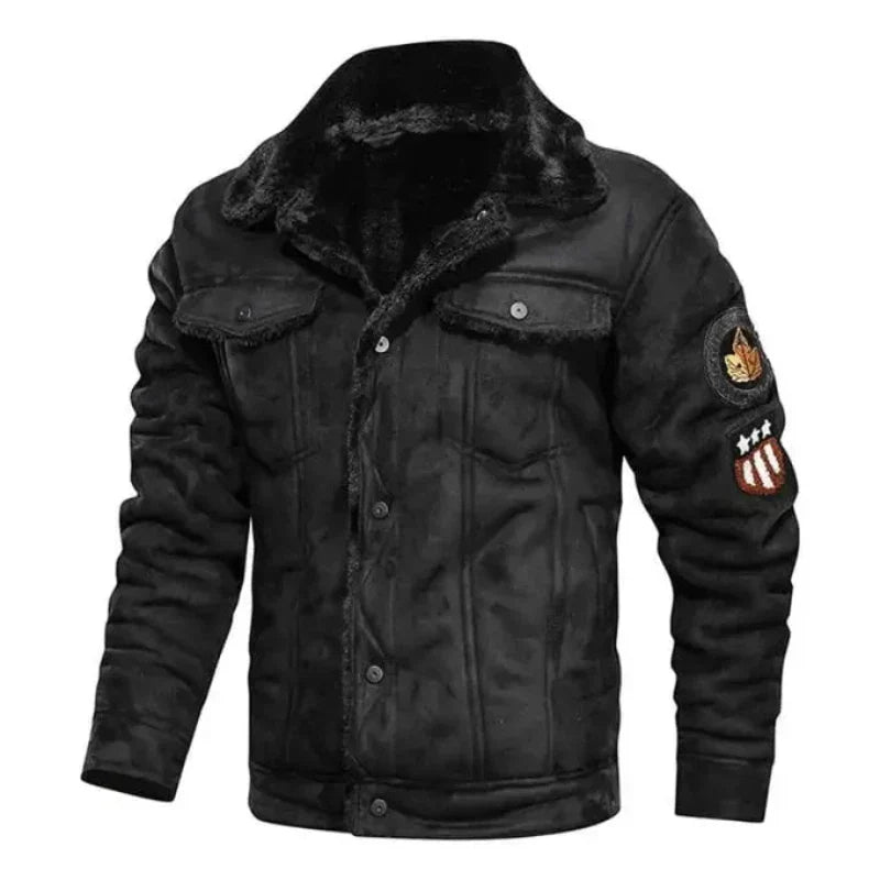 Men’s Faux Leather Military Jacket