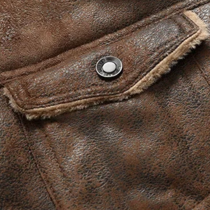 Men’s Faux Leather Military Jacket