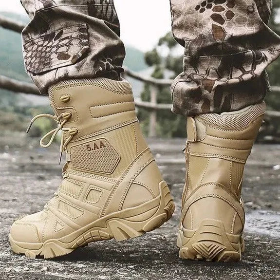 Mens High Leather Tactical Boots