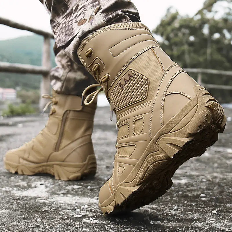 Mens High Leather Tactical Boots