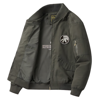 Military bomber jacket with patches