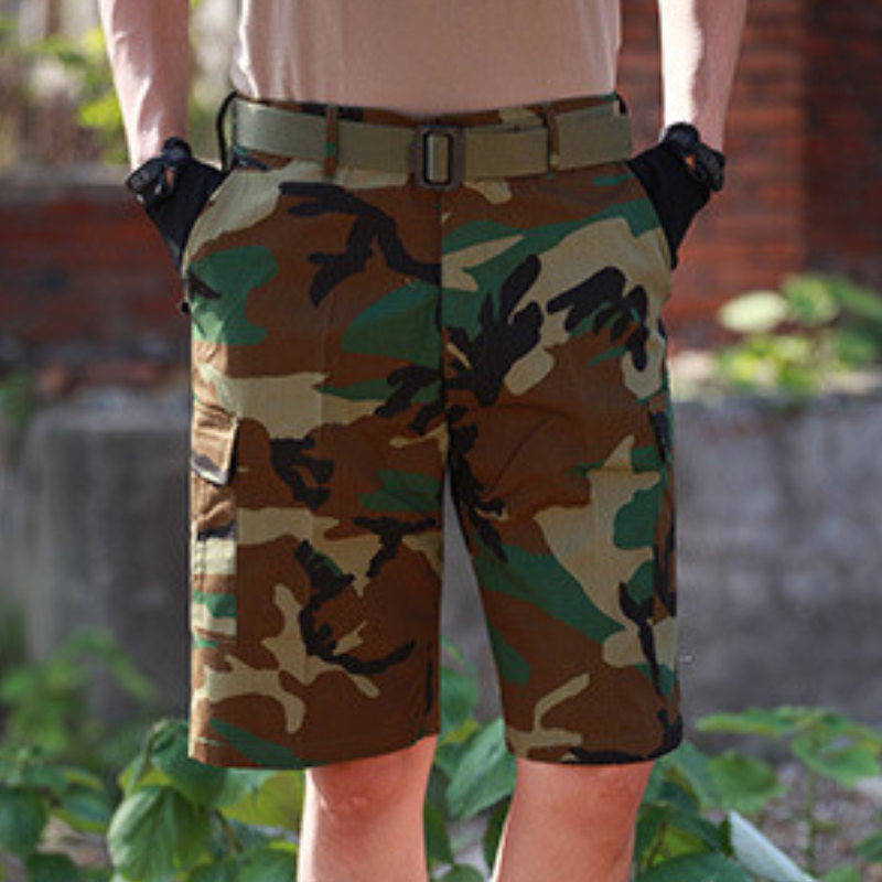 Military camo cargo shorts