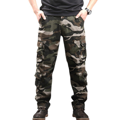 Military camo eight-pocket cargo pants
