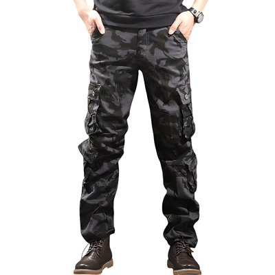 Military camo eight-pocket cargo pants