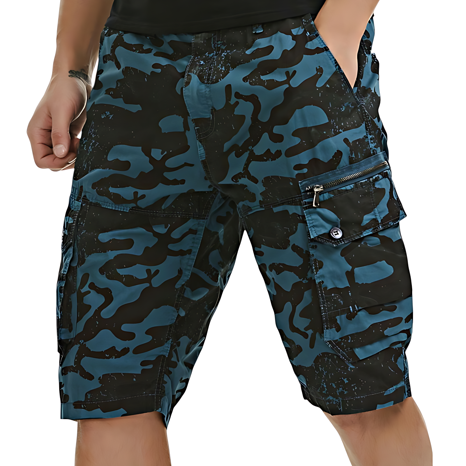 Quality Camo Cargo Shorts with Zipper Pockets