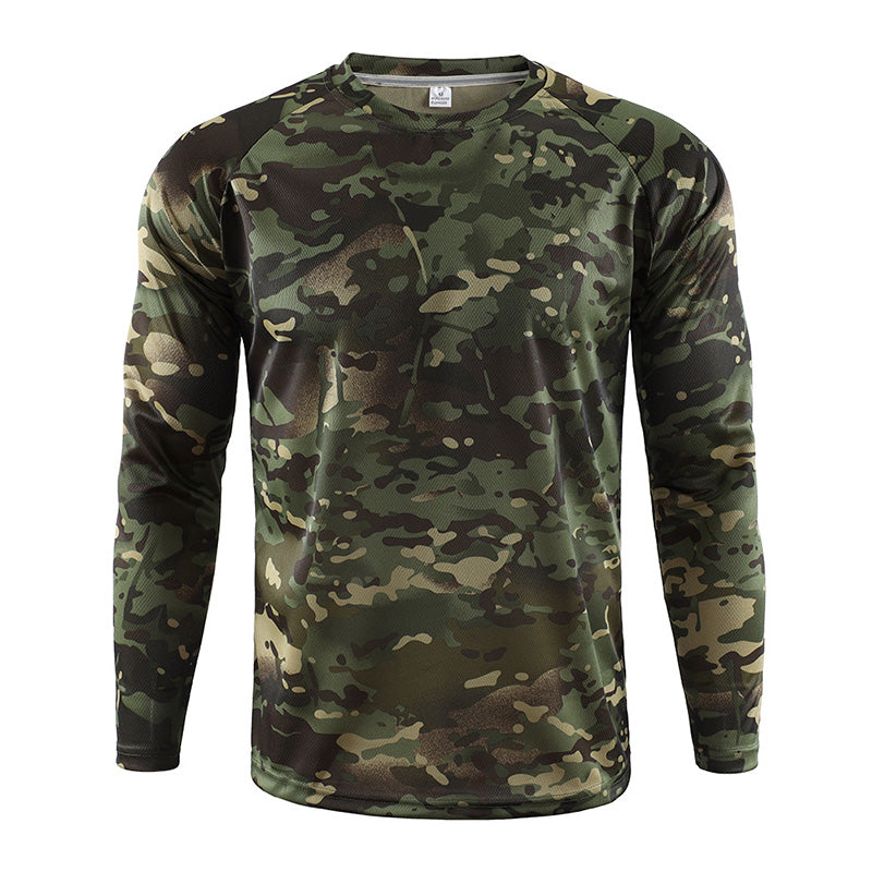 US style long sleeve tactical military army t-shirt woodland camo