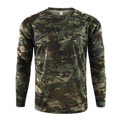 US style long sleeve tactical military army t-shirt woodland camo