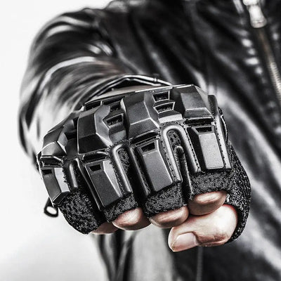 Black Tactical Fingerless Gloves