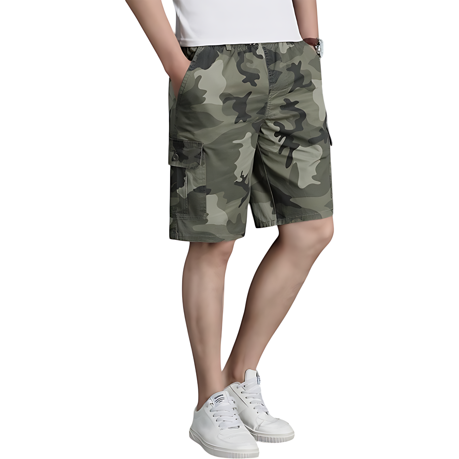 Camouflage cargo shorts for men