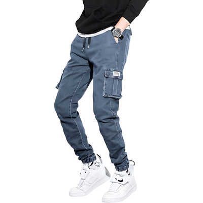 Denim combat trousers