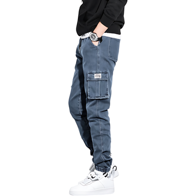 Denim combat trousers