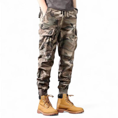 Grey camouflage trousers