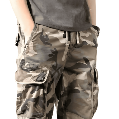 Grey camouflage trousers
