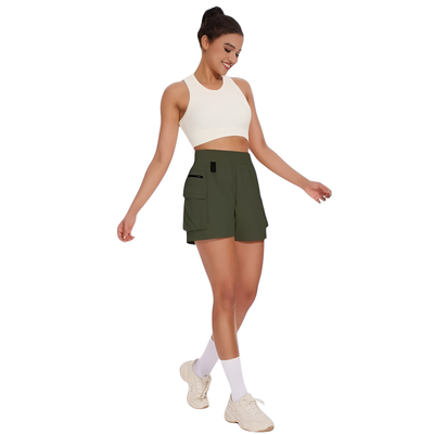 Ladies cargo shorts with elastic waist