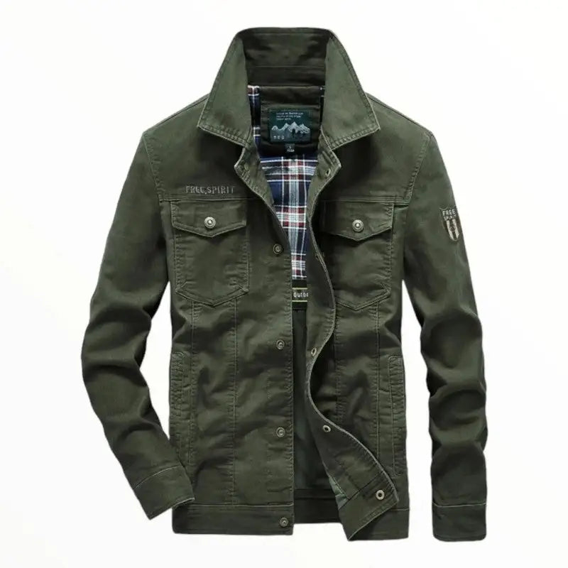 Men denim military jacket