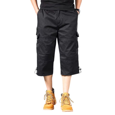 Mens Black Cargo Below The Knee Shorts